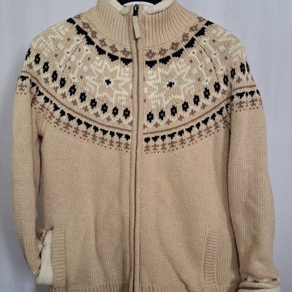 SUNICE STORMPACK WARM LINED CARDIGAN JACKET Sz M WOOL BLD YKK ZIP faux-sherling - Picture 2 of 11